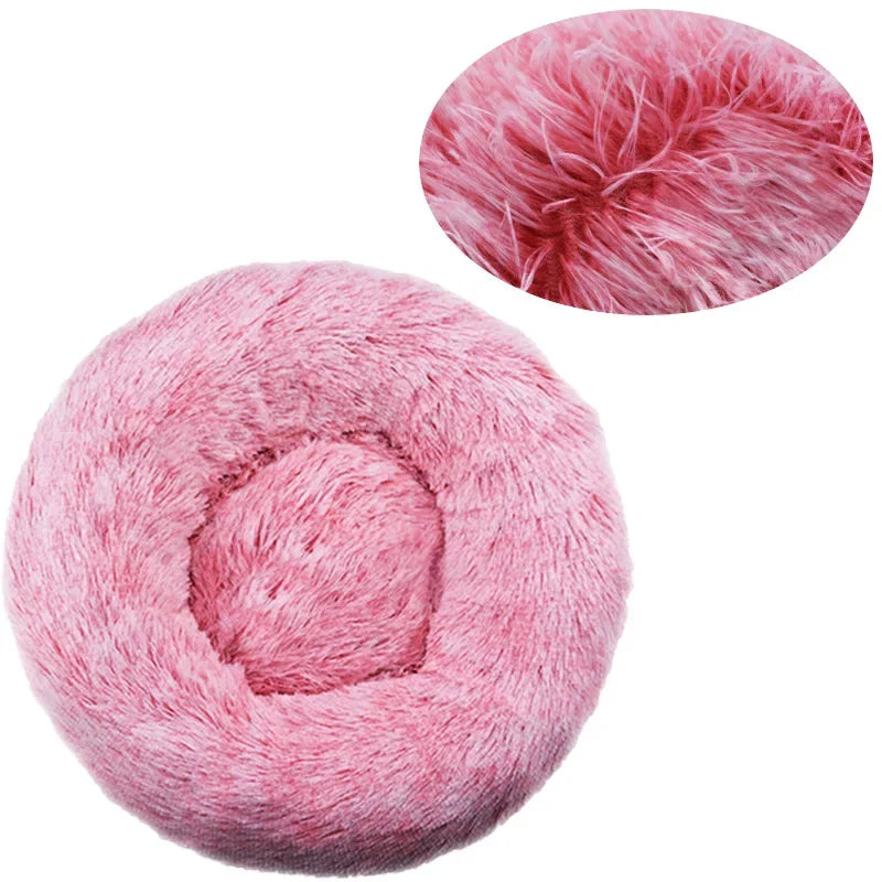 40–90cm Round Plush Pet Bed – Super Soft, Warm Dog & Cat Bed for Winter Comfort