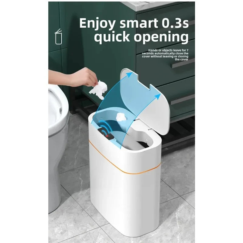 Smart Sensor Trash Can for Home Use - Bedroom, Bathroom, Anti-Odor Lid, Suitable for Living Room