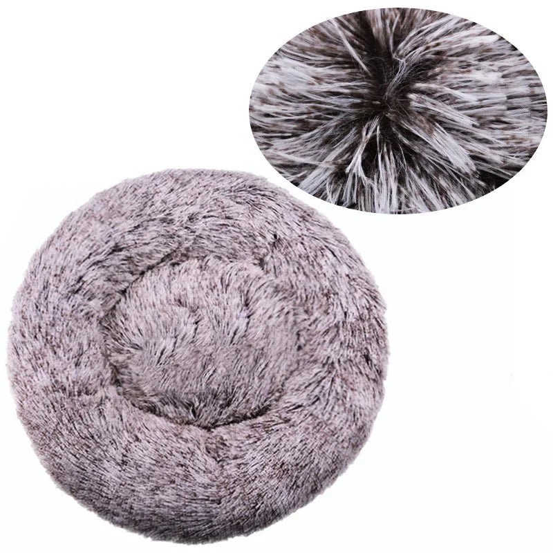 40–90cm Round Plush Pet Bed – Super Soft, Warm Dog & Cat Bed for Winter Comfort