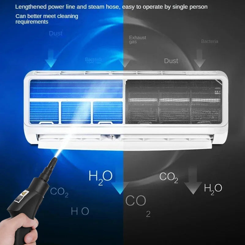 2500W High and Temperature Handheld Steam Cleaner - Multi-Purpose Steam Cleaning Machine for Air Conditioners, Kitchen Hoods, Cars, Floors, and More