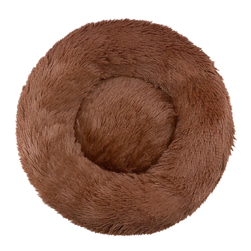 40–90cm Round Plush Pet Bed – Super Soft, Warm Dog & Cat Bed for Winter Comfort