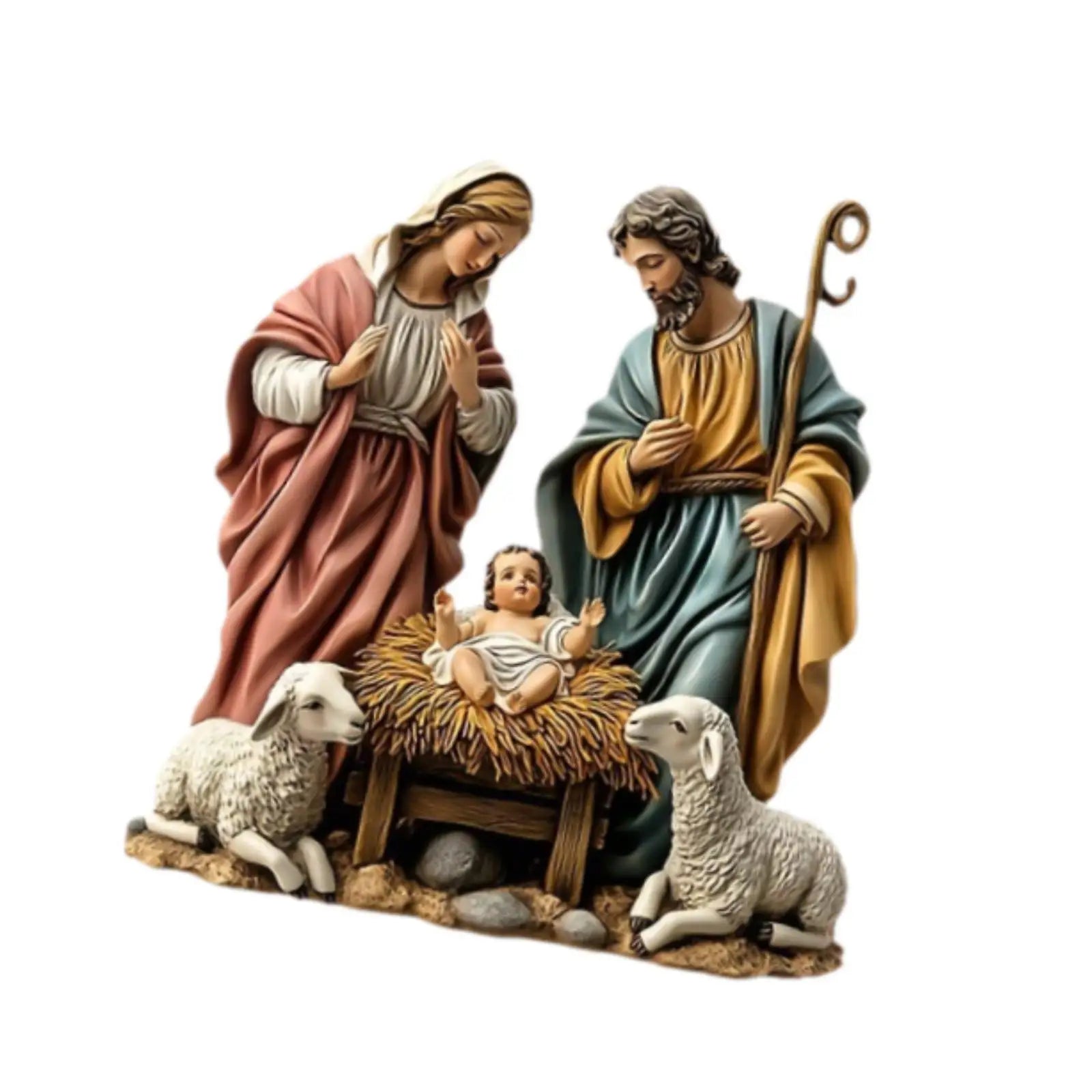 Nativity Scene Figurine Tabletop Decor - Festive Nativity Figurine Display Set for Gift, Car, Indoor Decor, Living Room, Office