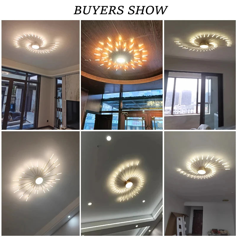 Modern LED Ceiling Chandeliers for Living Room Designer Bedroom Ceiling Lights Fireworks Shape 90-260V Home Decor Ceiling Lamp