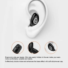 Mini Invisible Earphones Bluetooth 5.0 Wireless Headphones Hands Free Sports In-Ear Earbuds HiFi Music Gaming Headset with Mic