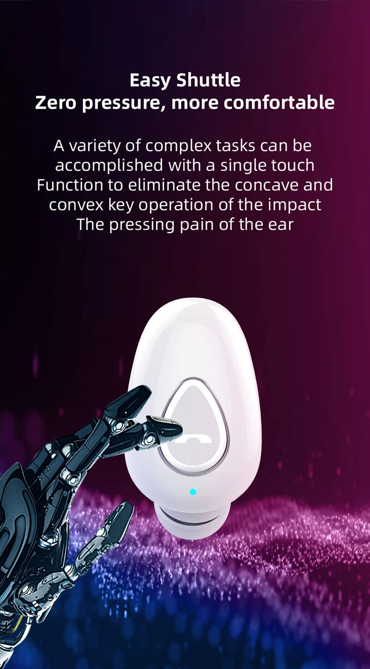 Mini Invisible Earphones Bluetooth 5.0 Wireless Headphones Hands Free Sports In-Ear Earbuds HiFi Music Gaming Headset with Mic