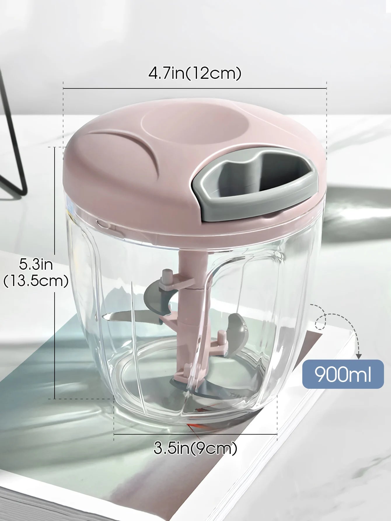 Home Kitchen Manual Ginger Grinder - Multifunctional Food, Vegetable Cutter & Meat Grinder with 500ml/900ml Capacity