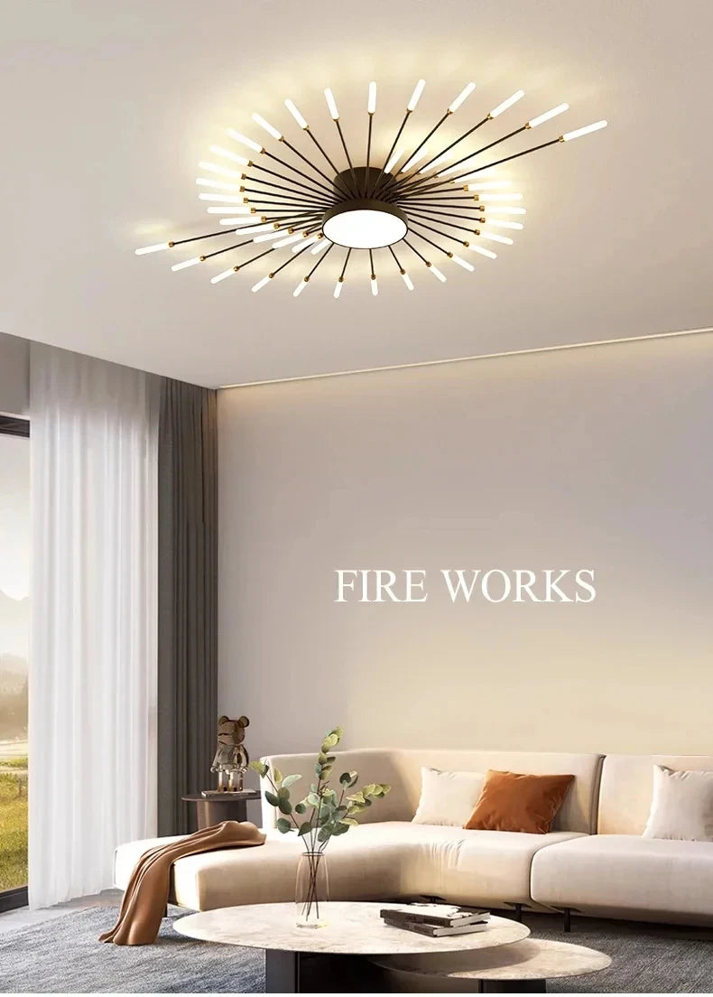 Modern LED Ceiling Chandeliers for Living Room Designer Bedroom Ceiling Lights Fireworks Shape 90-260V Home Decor Ceiling Lamp