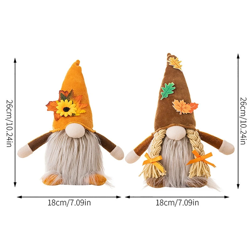 Fall Gnome Maple Leaf Sunflower Plush Faceless Doll - Glowing Elf Dwarf Decorations for Christmas, Autumn, Thanksgiving Decor & Gifts