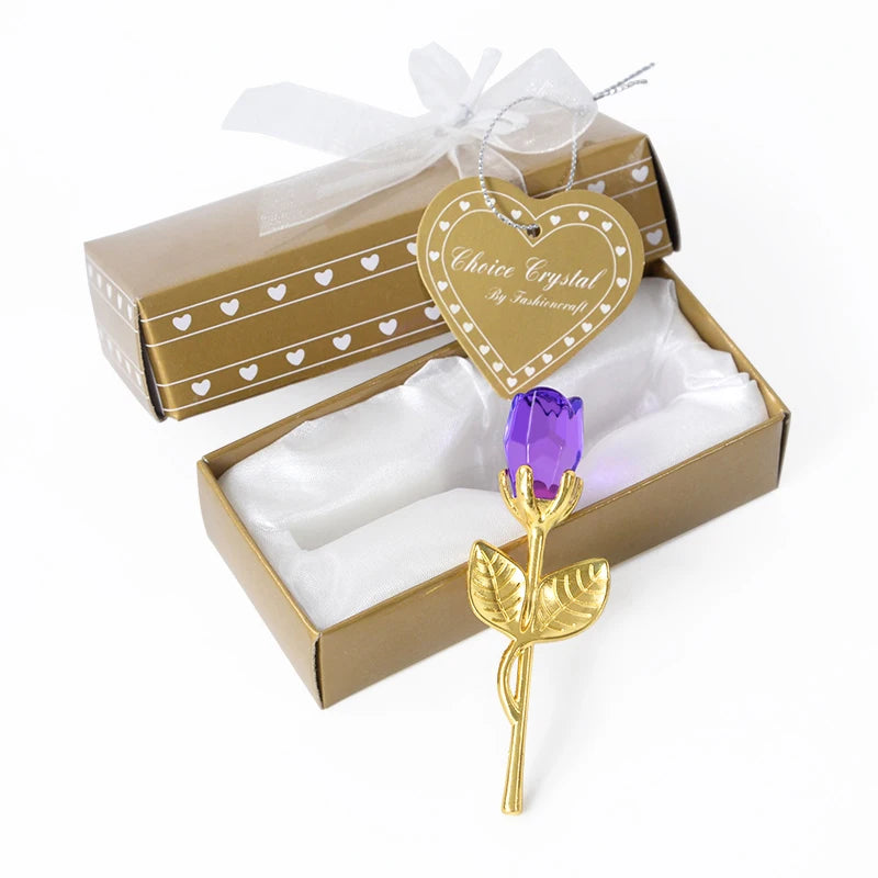 Valentines Day Gift Crystal Bear Glass Rose Artificial Flower Fashion Ornament Lovely Animal Wedding Home Decor Christmas Gifts