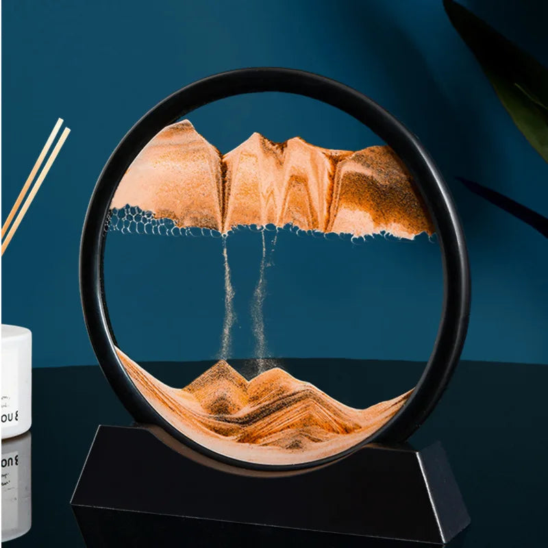 3D Moving Sand Art Picture Round Glass Deep Sea Sandscape Hourglass Quicksand Craft Flowing Painting Office Home Decor Gift