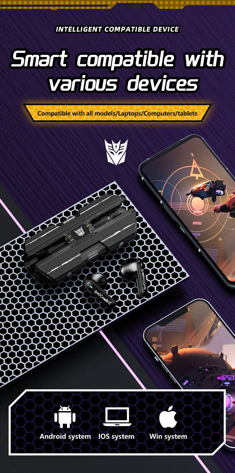 Choice Transformers TF-T01 Wireless Bluetooth Earphones Headphones Outdoor Sports Headset 5.3 With Touch Control Muisc Earbuds