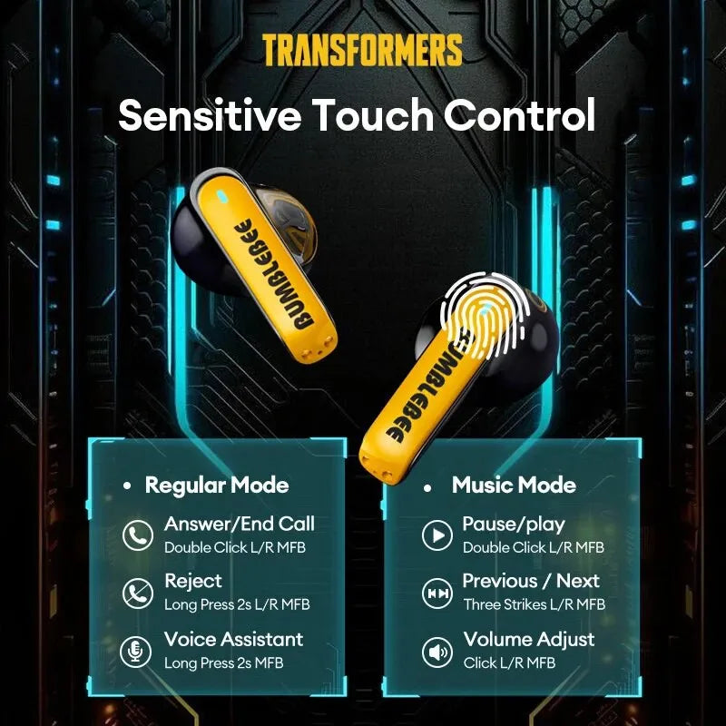 Choice Transformers TF-T01 Wireless Bluetooth Earphones Headphones Outdoor Sports Headset 5.3 With Touch Control Muisc Earbuds