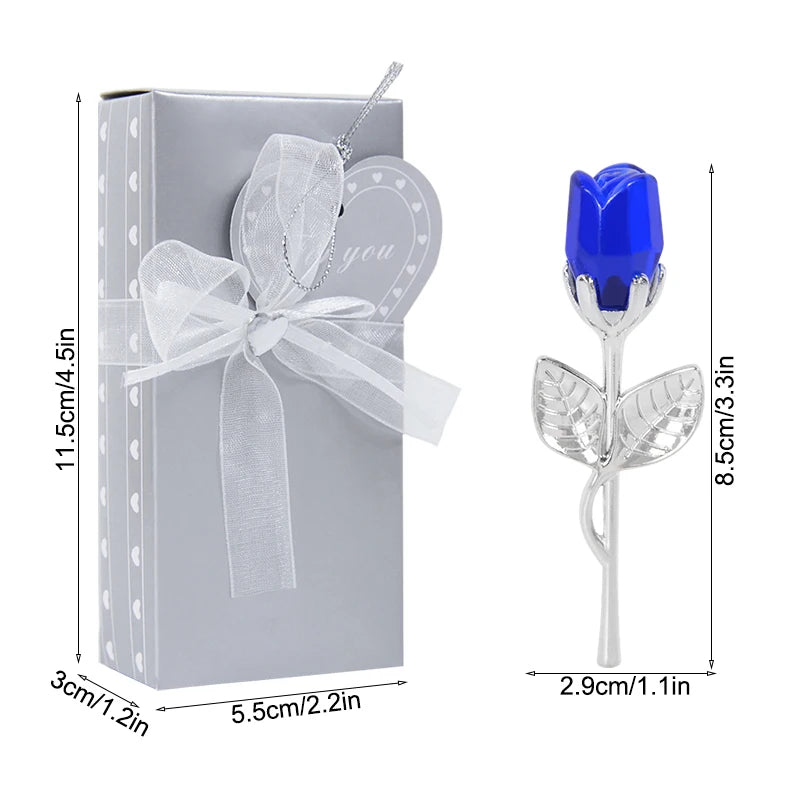 Valentines Day Gift Crystal Bear Glass Rose Artificial Flower Fashion Ornament Lovely Animal Wedding Home Decor Christmas Gifts