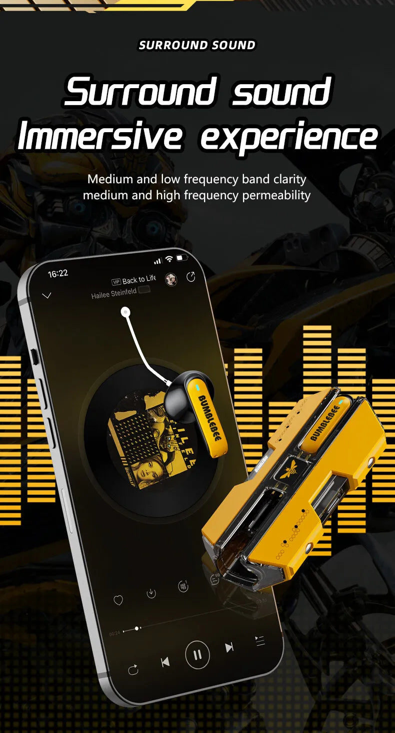 Choice Transformers TF-T01 Wireless Bluetooth Earphones Headphones Outdoor Sports Headset 5.3 With Touch Control Muisc Earbuds