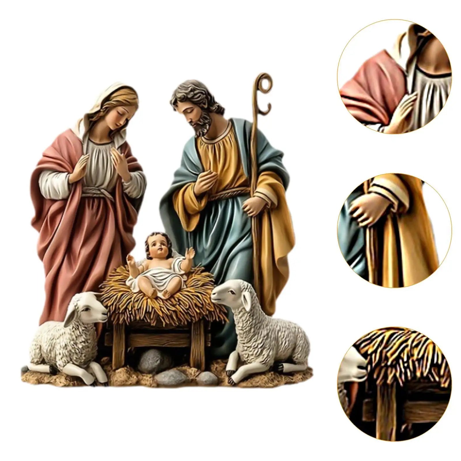 Nativity Scene Figurine Tabletop Decor - Festive Nativity Figurine Display Set for Gift, Car, Indoor Decor, Living Room, Office