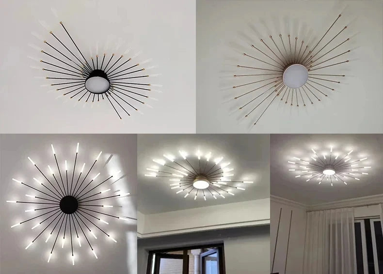 Modern LED Ceiling Chandeliers for Living Room Designer Bedroom Ceiling Lights Fireworks Shape 90-260V Home Decor Ceiling Lamp