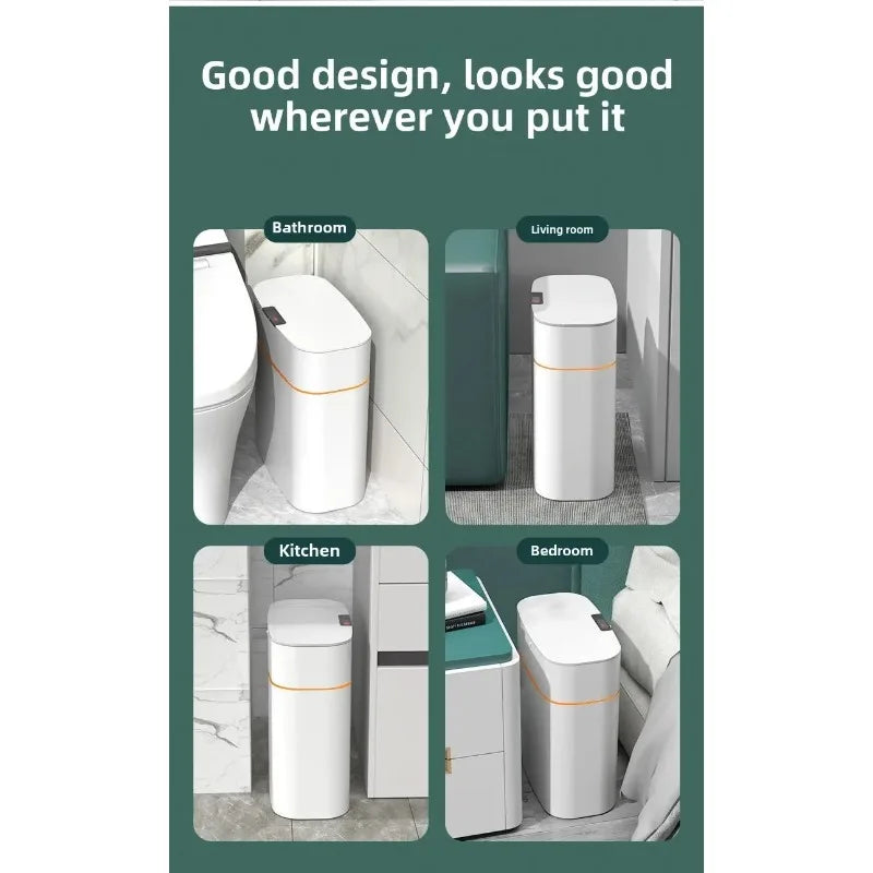 Smart Sensor Trash Can for Home Use - Bedroom, Bathroom, Anti-Odor Lid, Suitable for Living Room