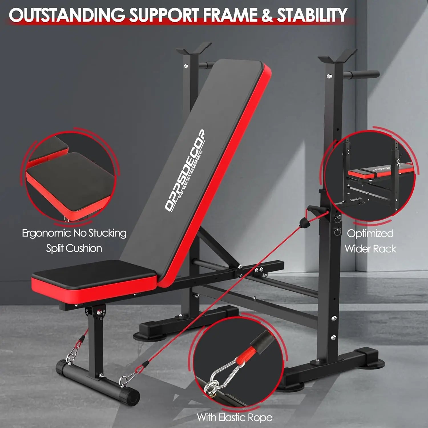 600lbs 6 in 1 Weight Bench Set with Squat Rack Adjustable Workout Bench with Leg Developer Preacher Curl Rack Fitness