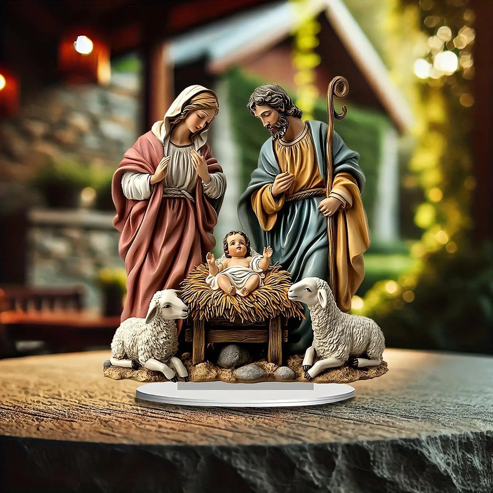 Nativity Scene Figurine Tabletop Decor - Festive Nativity Figurine Display Set for Gift, Car, Indoor Decor, Living Room, Office