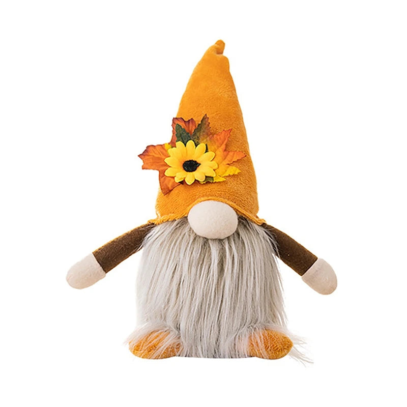 Fall Gnome Maple Leaf Sunflower Plush Faceless Doll - Glowing Elf Dwarf Decorations for Christmas, Autumn, Thanksgiving Decor & Gifts