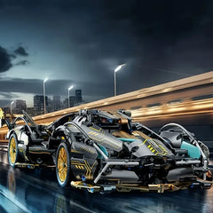 1690-Piece Green Racing Building Block Set – ABS Manual Assembly Toy for Home & Office Display