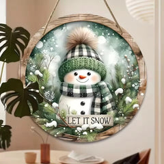 Charming Snowman Circular Wooden Sign Suitable for Home Living Room Door Decoration - Ideal Choice for Christmas and Winter
