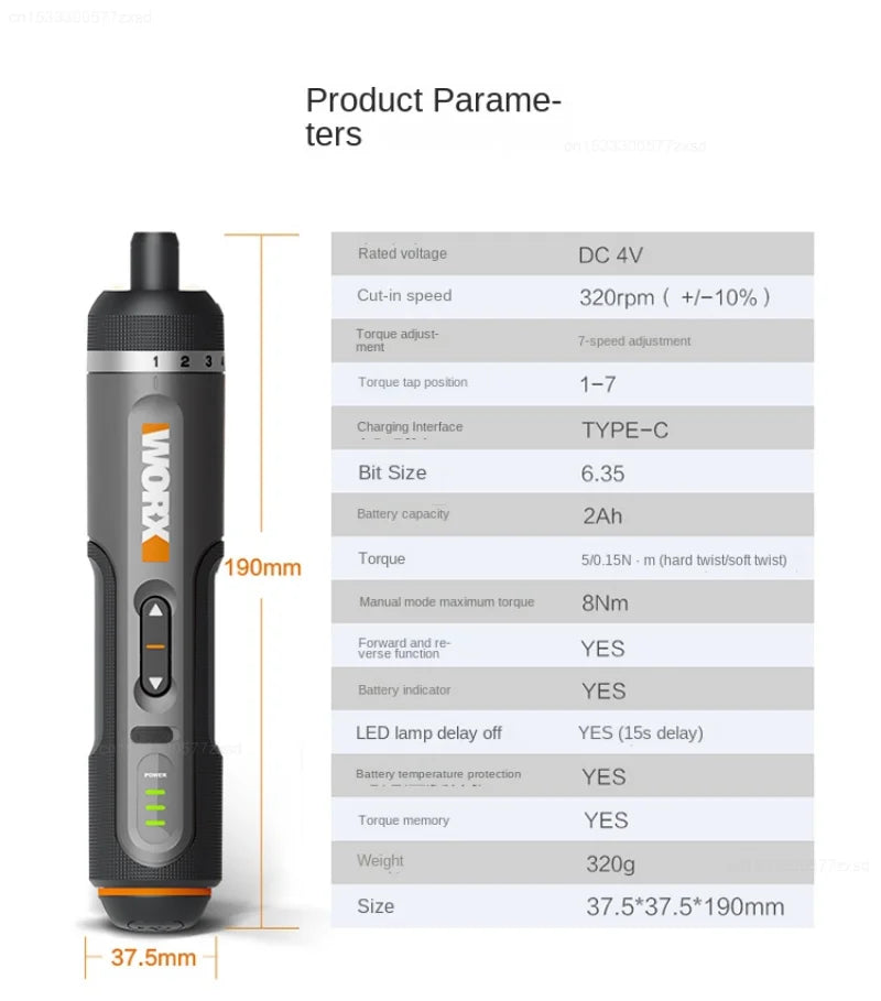 WORX WX242 Mini Electrical Screwdriver Set Smart Cordless Electric Screw Driver Rechargeable With 30 Bit Set Power Drill Tools