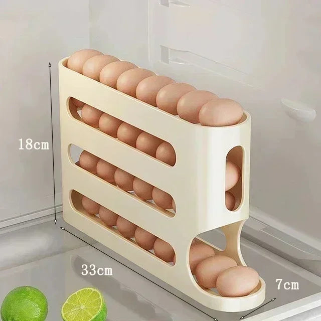SEO Title: 2–4 Layer Slide Egg Storage Box – Ladder-Style, Large Capacity, Auto-Rolling for Refrigerator Door