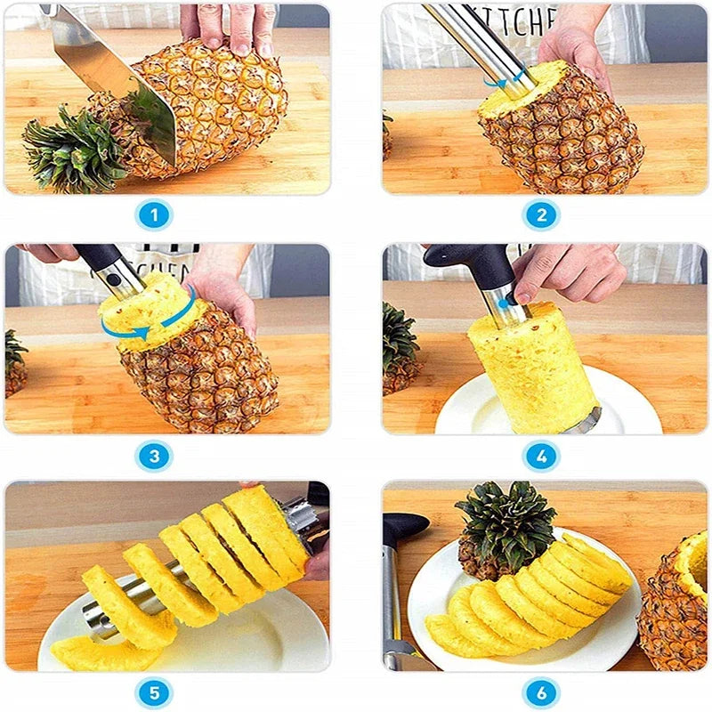 Stainless Steel Pineapple Corer and Slicer - Pineapple Peeler, Corer, and Fruit Cutter Kitchen Gadget Accessory
