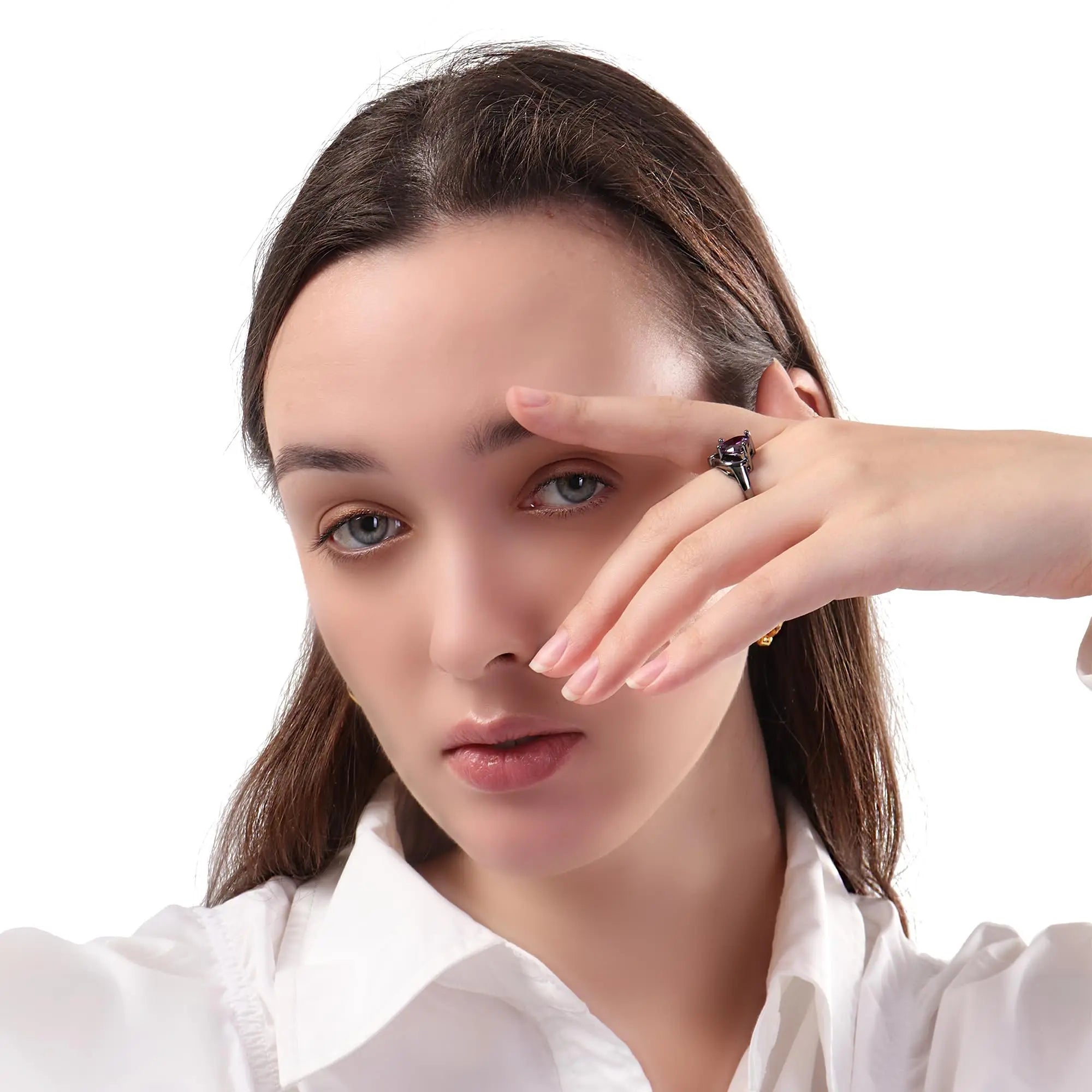 Fashion Couple Rings - Romantic Women Heart Blue Rhinestones Zircon Ring & Men Stainless Steel Celtic Dragon Ring - Wedding Jewelry