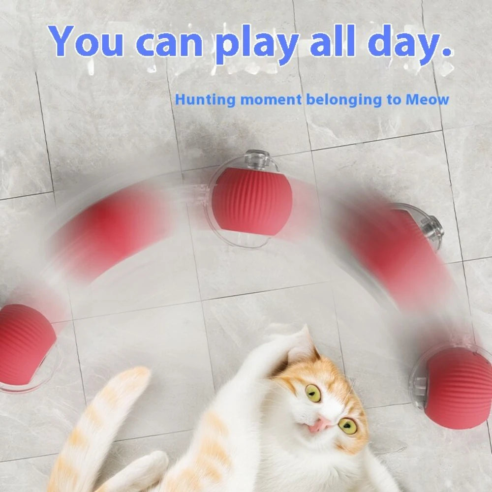 Smart USB Rolling Cat Ball – Rechargeable Interactive Toy with Tail Light & 4 Modes
