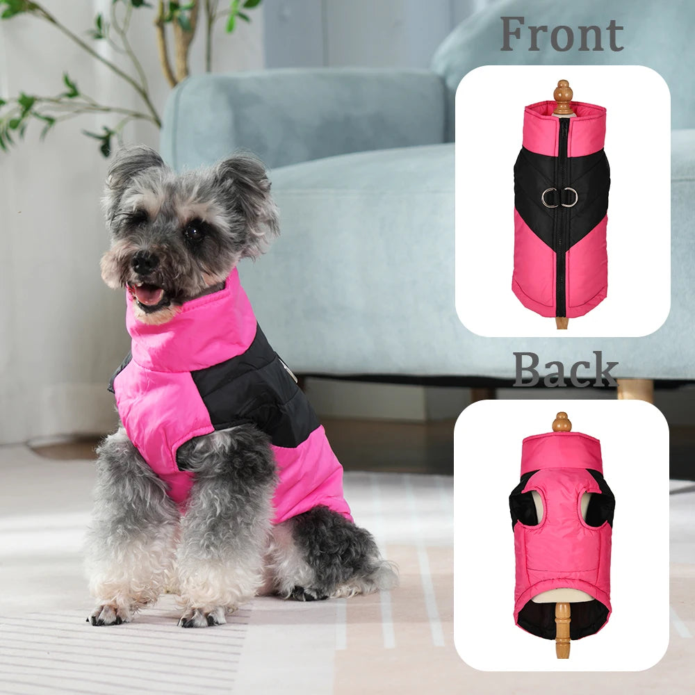 Cozy Puppy Clothes Winter Windproof Jacket Coat - Warm Solid Pet Zipper Costumes for Small and Medium Dogs and Cats
