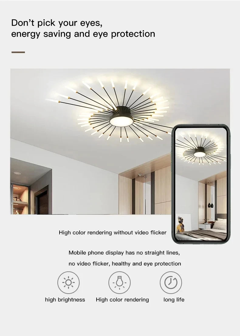 Modern LED Ceiling Chandeliers for Living Room Designer Bedroom Ceiling Lights Fireworks Shape 90-260V Home Decor Ceiling Lamp