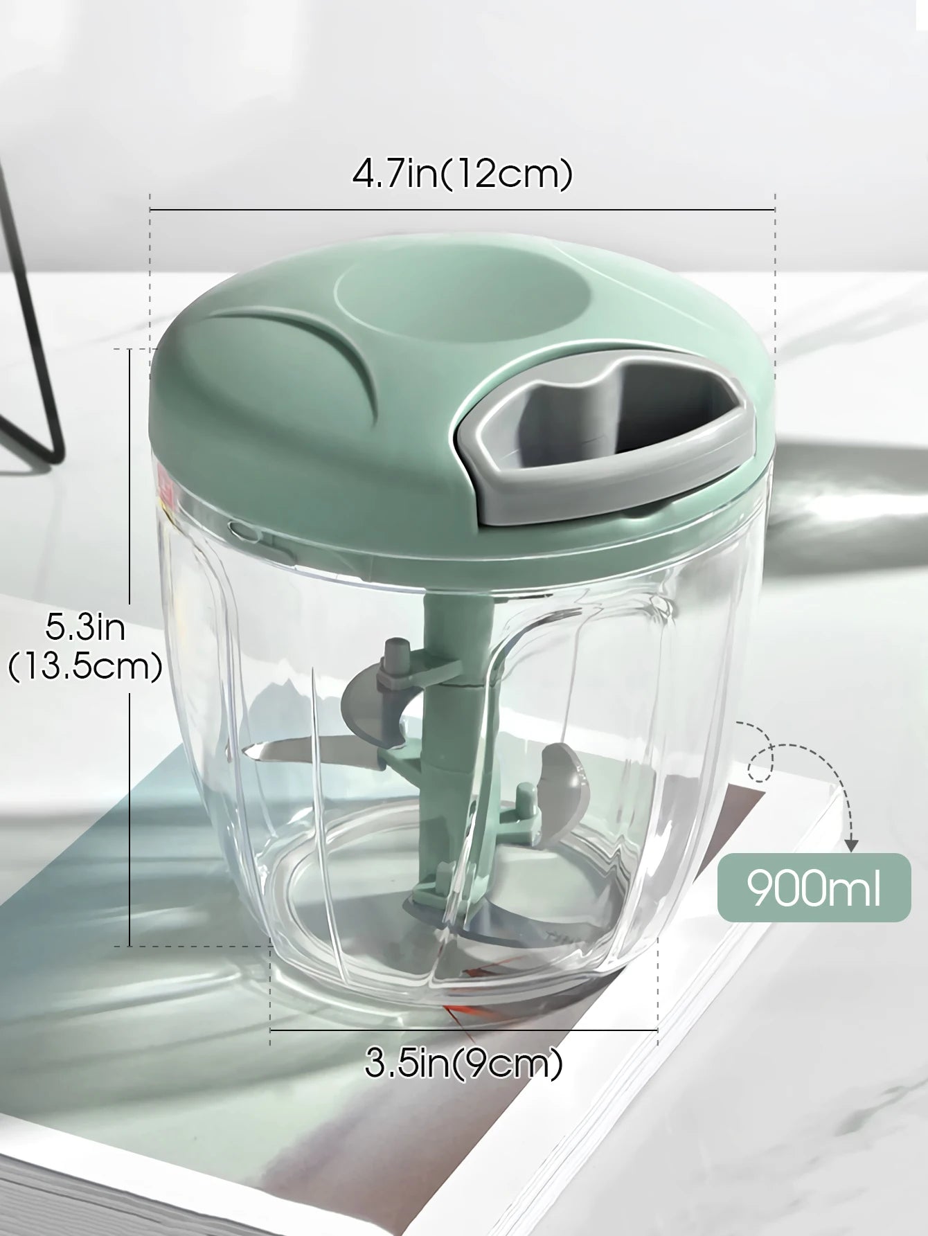 Home Kitchen Manual Ginger Grinder - Multifunctional Food, Vegetable Cutter & Meat Grinder with 500ml/900ml Capacity