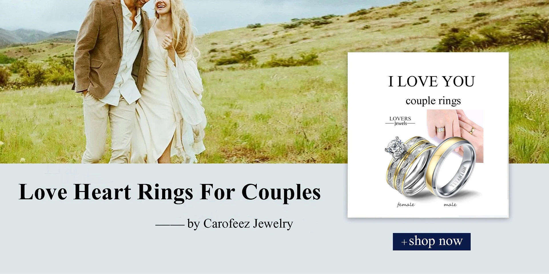 Fashion Couple Rings - Romantic Women Heart Blue Rhinestones Zircon Ring & Men Stainless Steel Celtic Dragon Ring - Wedding Jewelry