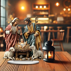 Nativity Scene Figurine Tabletop Decor - Festive Nativity Figurine Display Set for Gift, Car, Indoor Decor, Living Room, Office