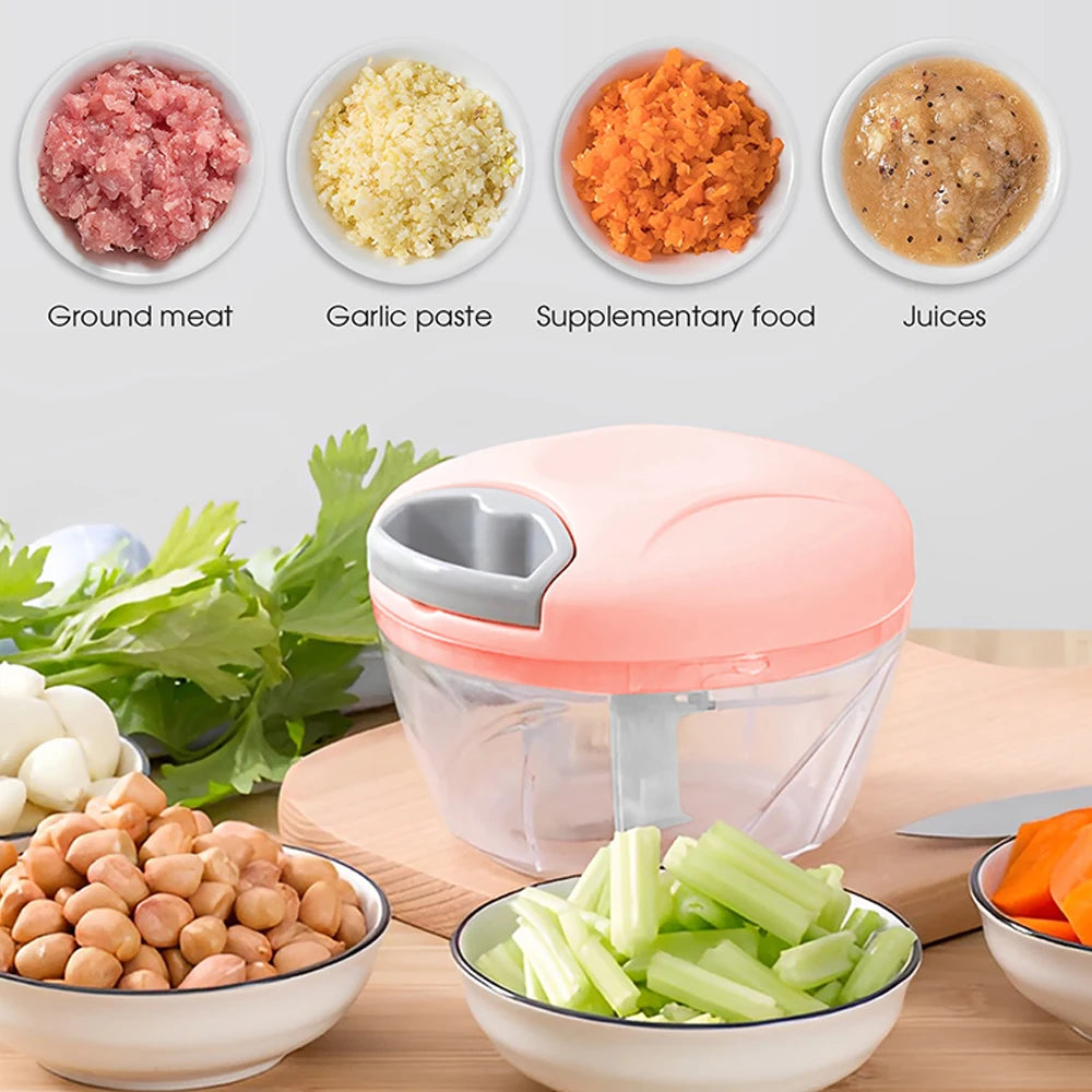 Home Kitchen Manual Ginger Grinder - Multifunctional Food, Vegetable Cutter & Meat Grinder with 500ml/900ml Capacity