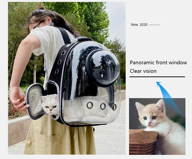 Pet Cat Carrying Bag - Space Pet Backpacks Breathable Portable Transparent Backpack for Puppy Dog Transport Carrier Space Capsule Bags