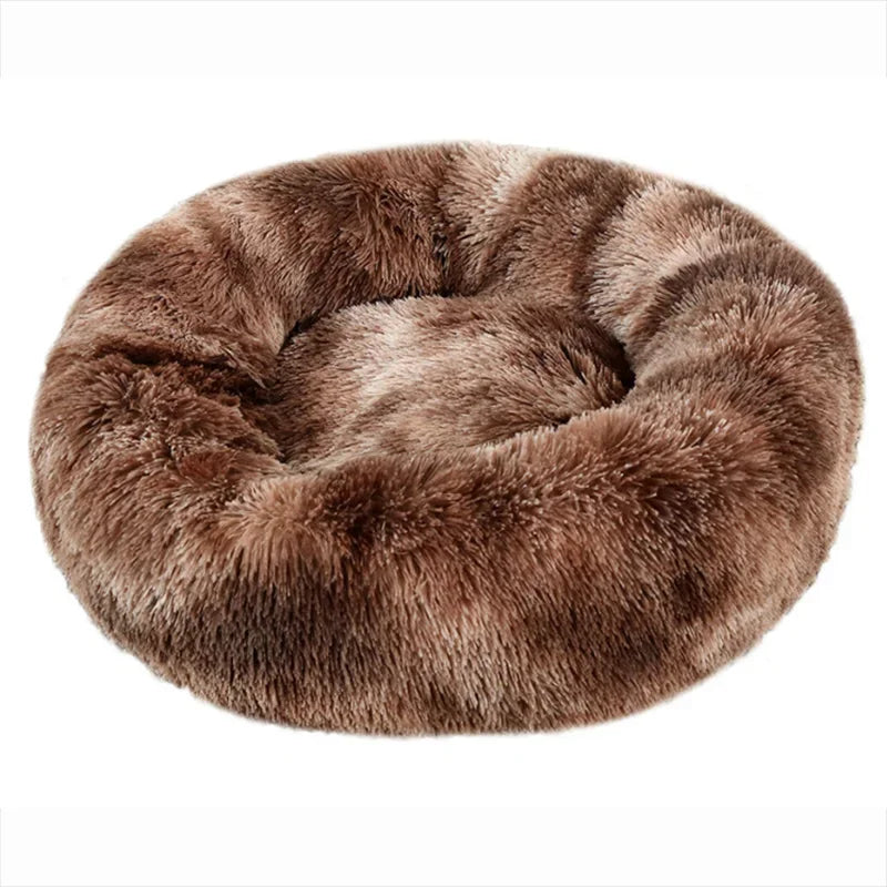 40–90cm Round Plush Pet Bed – Super Soft, Warm Dog & Cat Bed for Winter Comfort