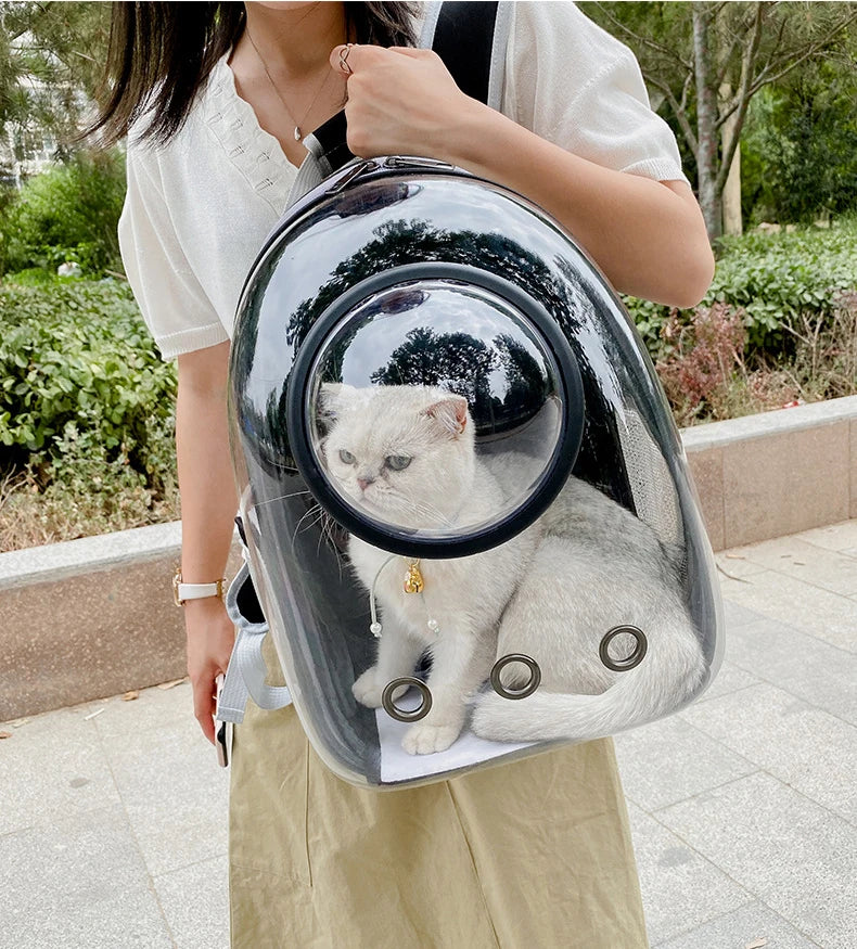 Pet Cat Carrying Bag - Space Pet Backpacks Breathable Portable Transparent Backpack for Puppy Dog Transport Carrier Space Capsule Bags