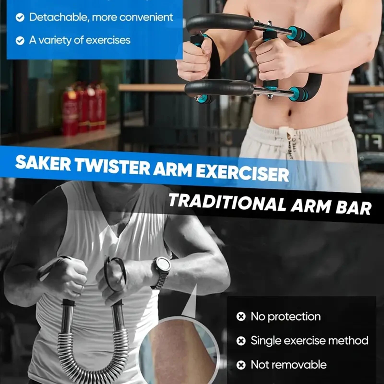40kg U-Shape Hand Gripper Strengths Twister Arm Trainer Power Twister Bar Fitness Equipment for Men and Women Home Workout