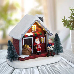 Winter Snow Christmas Village Building Santa Village Houses Decoration Figurines Light Up Home Holiday Tabletop Ornament Gifts