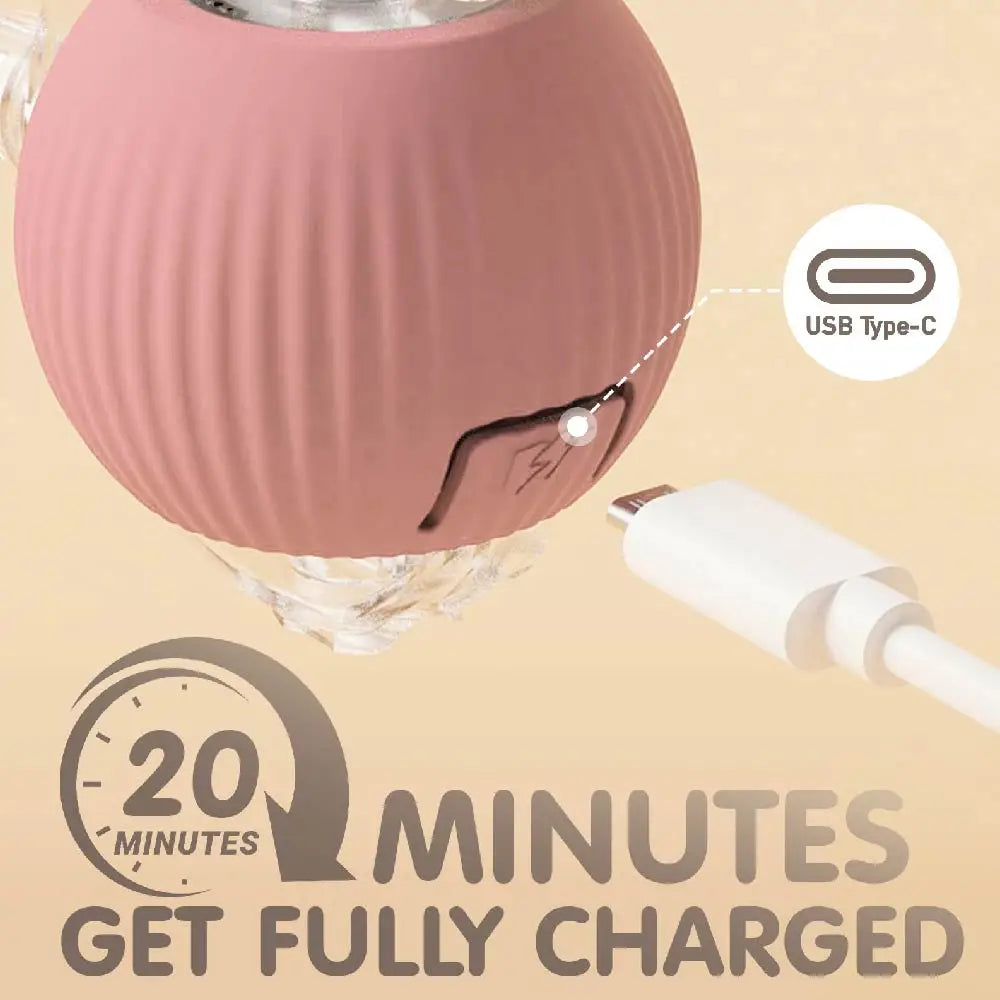 Smart USB Rolling Cat Ball – Rechargeable Interactive Toy with Tail Light & 4 Modes