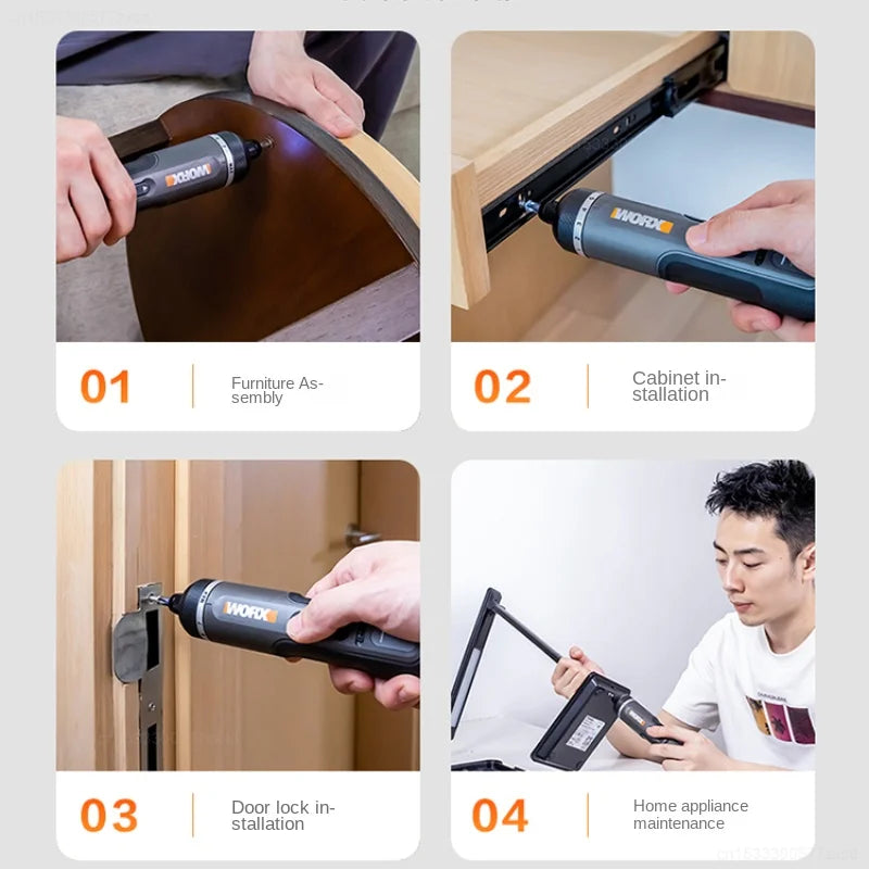 WORX WX242 Mini Electrical Screwdriver Set Smart Cordless Electric Screw Driver Rechargeable With 30 Bit Set Power Drill Tools