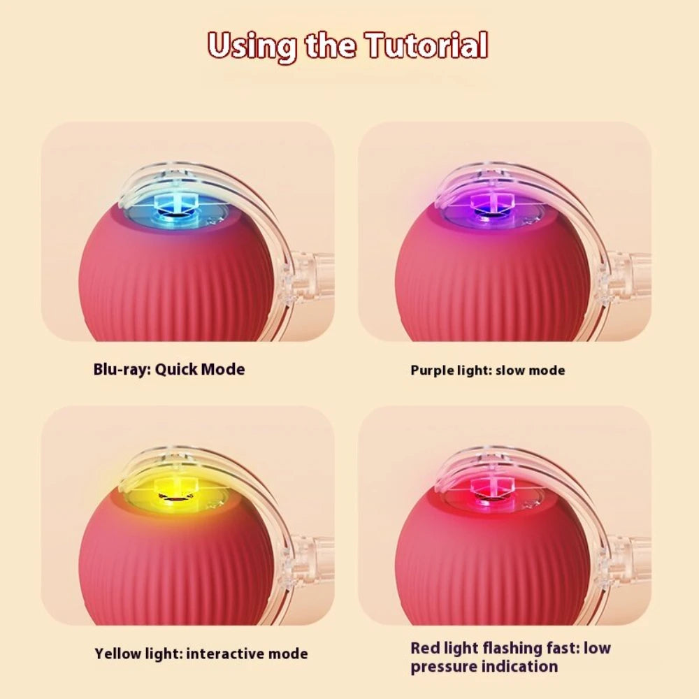 Smart USB Rolling Cat Ball – Rechargeable Interactive Toy with Tail Light & 4 Modes