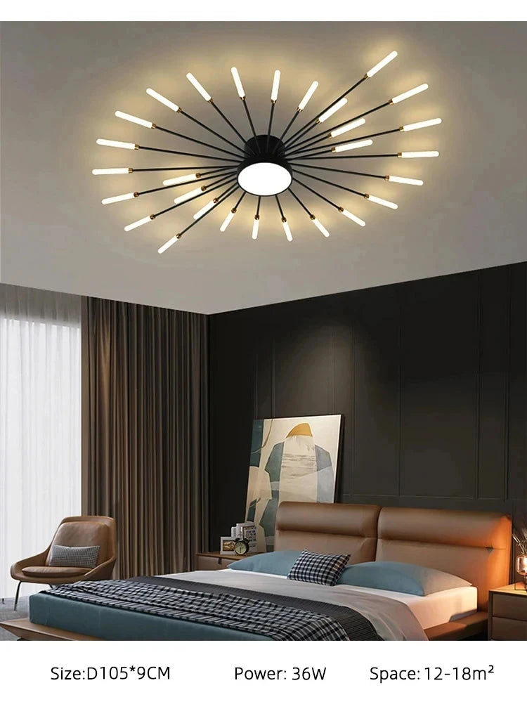 Modern LED Ceiling Chandeliers for Living Room Designer Bedroom Ceiling Lights Fireworks Shape 90-260V Home Decor Ceiling Lamp