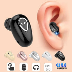 Mini Invisible Earphones Bluetooth 5.0 Wireless Headphones Hands Free Sports In-Ear Earbuds HiFi Music Gaming Headset with Mic