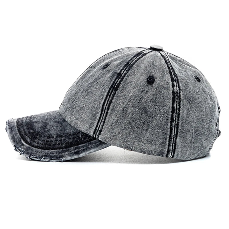 New Unisex Washed Cotton Cap - High Quality Denim Plain Baseball Cap for Men and Women - Adjustable Casual Outdoor Streetwear Fashion Hat