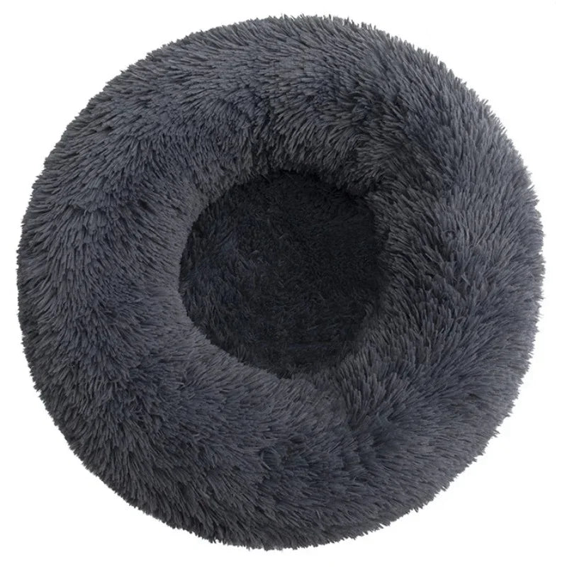 40–90cm Round Plush Pet Bed – Super Soft, Warm Dog & Cat Bed for Winter Comfort