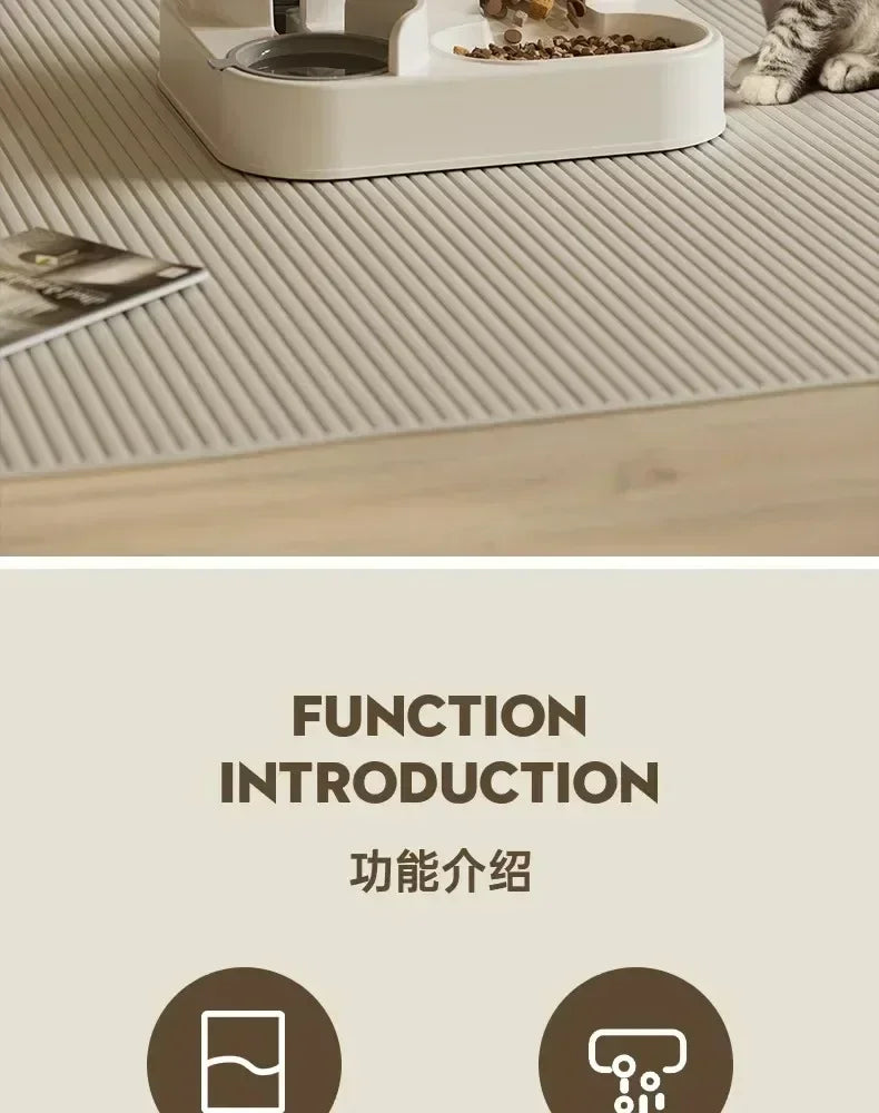 Automatic Feeder Dog Cat Food Bowl with Water Fountain - Large Capacity Pet Food Storage Dispenser Container for Puppies and Cats